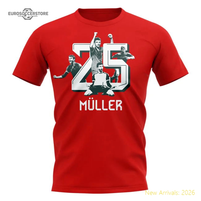 Thomas Muller Bayern Munich 25 T-Shirt (Red)-Football Jersey Hub