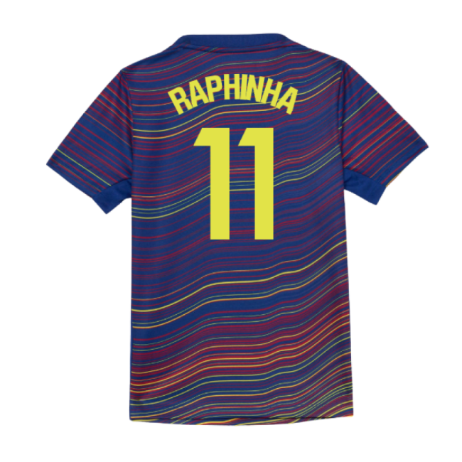 2025-2026 Barcelona Academy Pro Pre Match Shirt (Blue) - Kids (Raphinha 11)-Football Jersey Hub