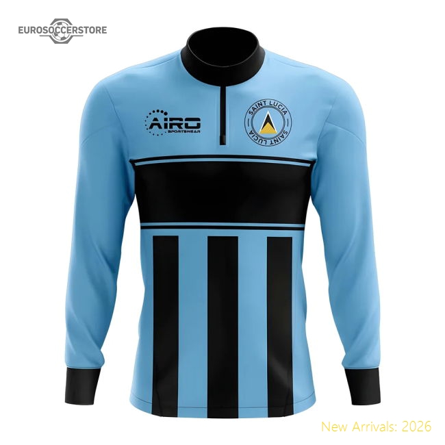 Saint Lucia Concept Football Half Zip Midlayer Top (Sky Blue-Black)-Football Jersey Hub
