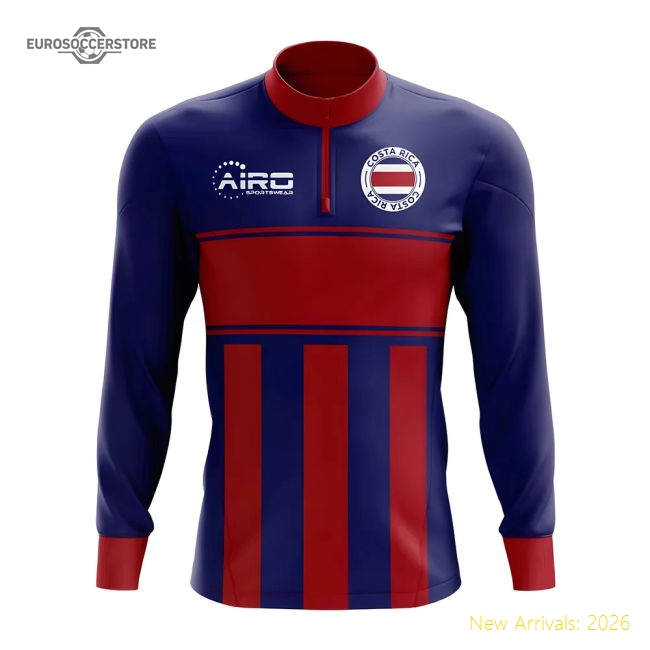 Costa Rica Concept Football Half Zip Midlayer Top (Blue-Red)-Football Jersey Hub