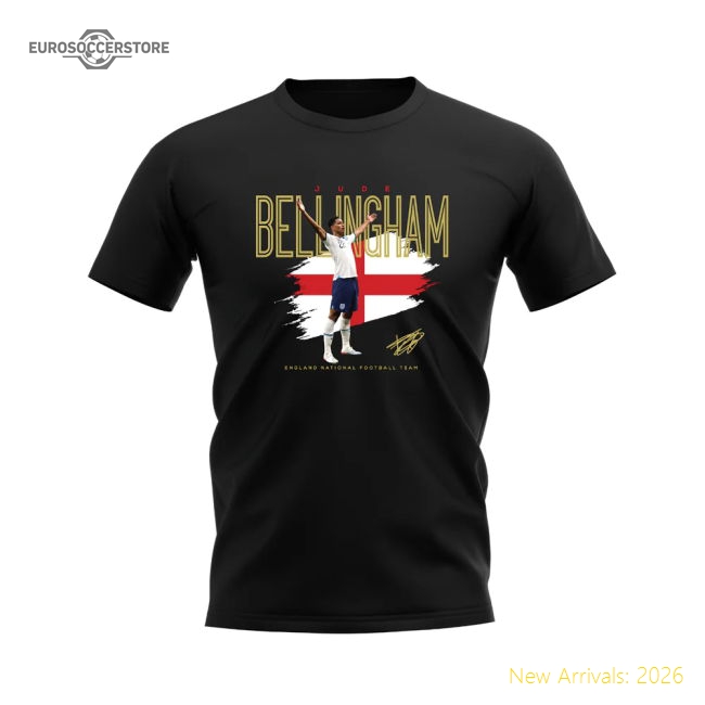 Jude Bellingham England Football Celebration T-Shirt (Black)-Football Jersey Hub