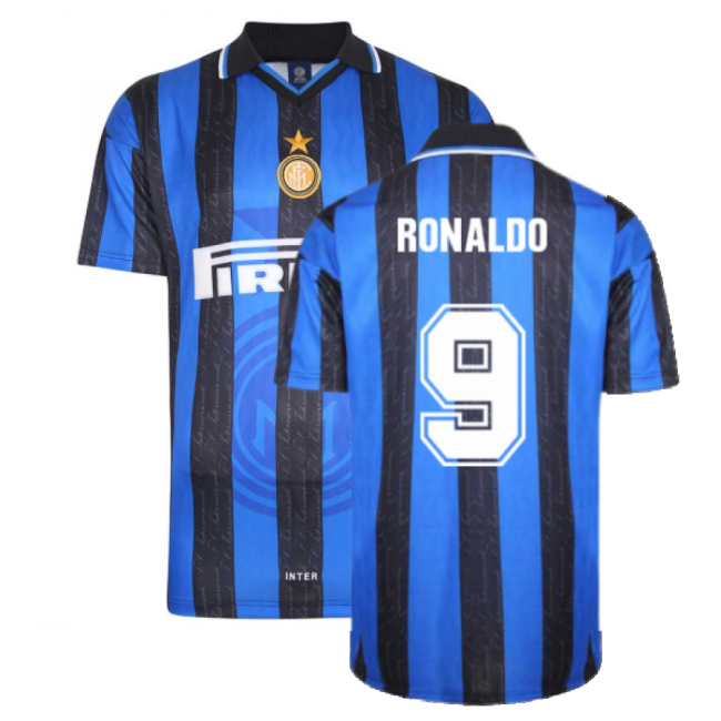 1998 Inter Milan Score Draw Home Shirt (RONALDO 9)-Football Jersey Hub
