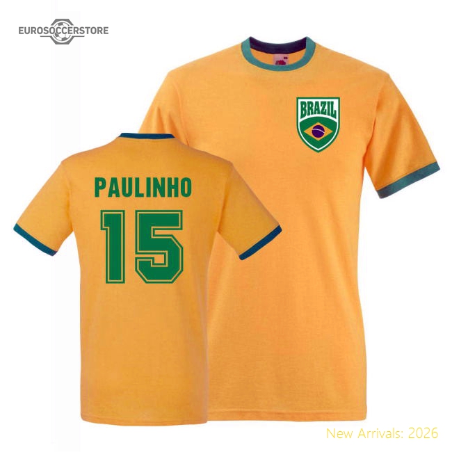 Paulinho Brazil Ringer Tee (yellow)-Football Jersey Hub