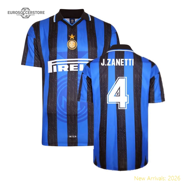 1998 Inter Milan Score Draw Home Shirt (J.ZANETTI 4)-Football Jersey Hub