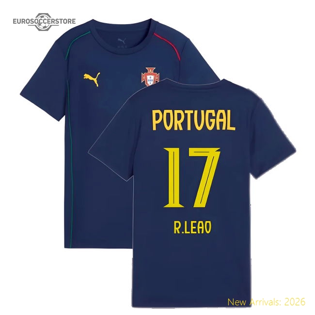 2025-2026 Portugal Casuals Tee (Persian Blue) - Kids (R.Leao 17)-Football Jersey Hub