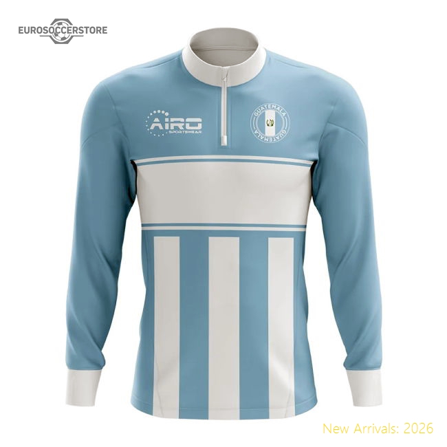 Guatemala Concept Football Half Zip Midlayer Top (Sky Blue-White)-Football Jersey Hub