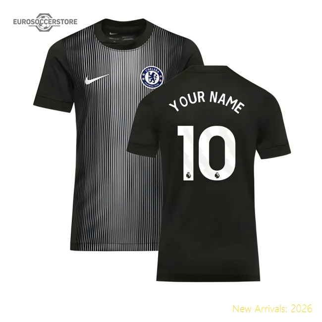 2025-2026 Chelsea Home Goalkeeper Shirt (Black) - Kids (Your Name)-Football Jersey Hub