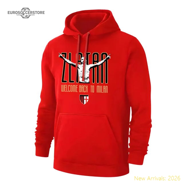 Milan Zlatan Welcome Back footer with hood, red-Football Jersey Hub