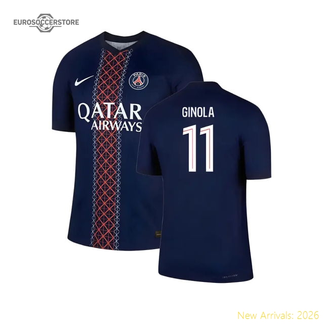 2025-2026 PSG Home Dri-Fit ADV Authentic Shirt (Ginola 11)-Football Jersey Hub