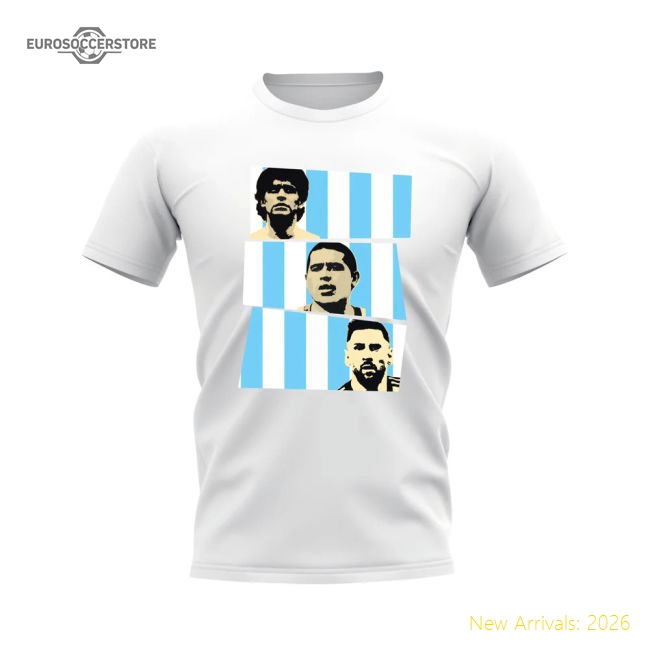 Maradona Riquelme Messi Argentina Trio T-Shirt (White)-Football Jersey Hub