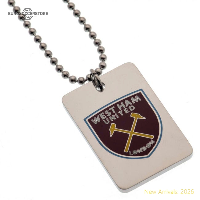 West Ham United FC Enamel Crest Dog Tag & Chain-Football Jersey Hub