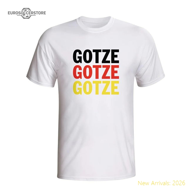 Mario Gotze Germany Player Flag T-shirt (white)-Football Jersey Hub