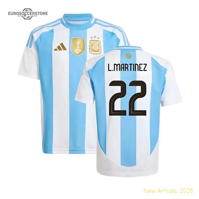 2024-2025 Argentina Home Shirt (Kids) (L.MARTINEZ 22)-Football Jersey Hub