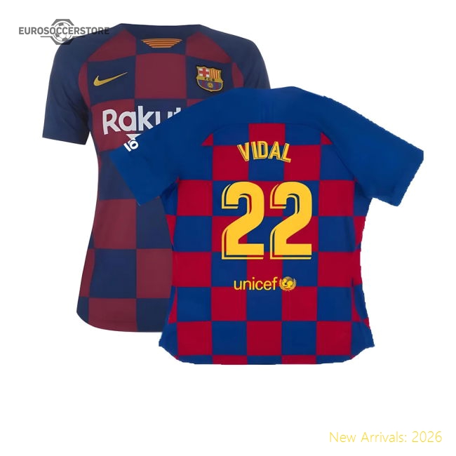 Barcelona 2019-20 Womens Home Shirt (Vaporkit) ((Excellent) S) (VIDAL 22)-Football Jersey Hub