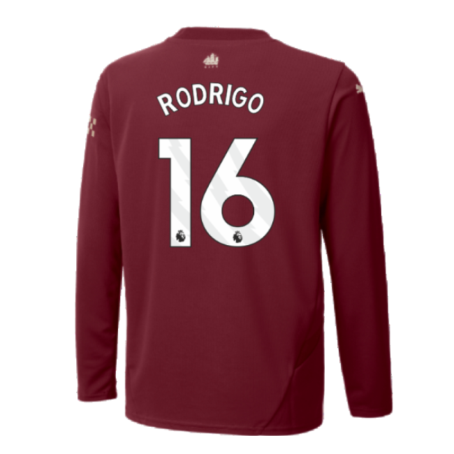 2024-2025 Man City Third Long Sleeve Shirt (Kids) (Rodrigo 16)-Football Jersey Hub