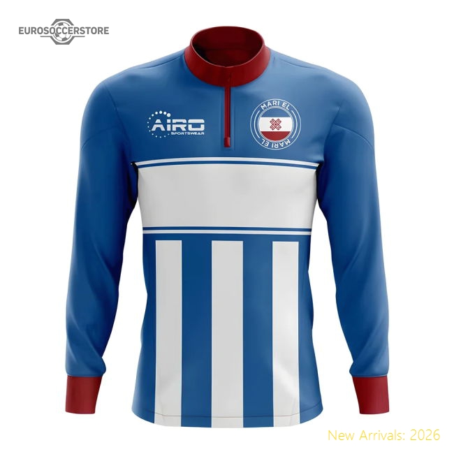 Mari El Concept Football Half Zip Midlayer Top (Blue-White)-Football Jersey Hub