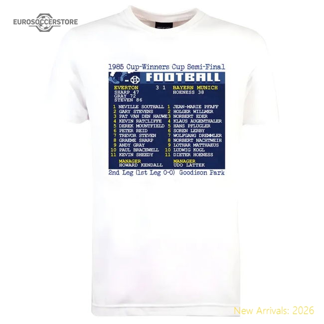 1985 European Cup-Winners Cup Semi-Final (Everton) Retrotext-Football Jersey Hub