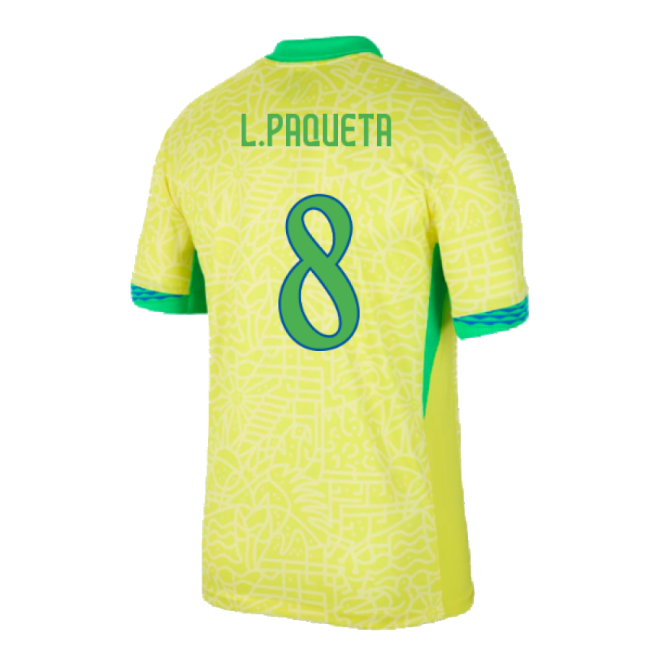 2024-2025 Brazil Home Dri-Fit ADV Match Shirt (L.Paqueta 8)-Football Jersey Hub