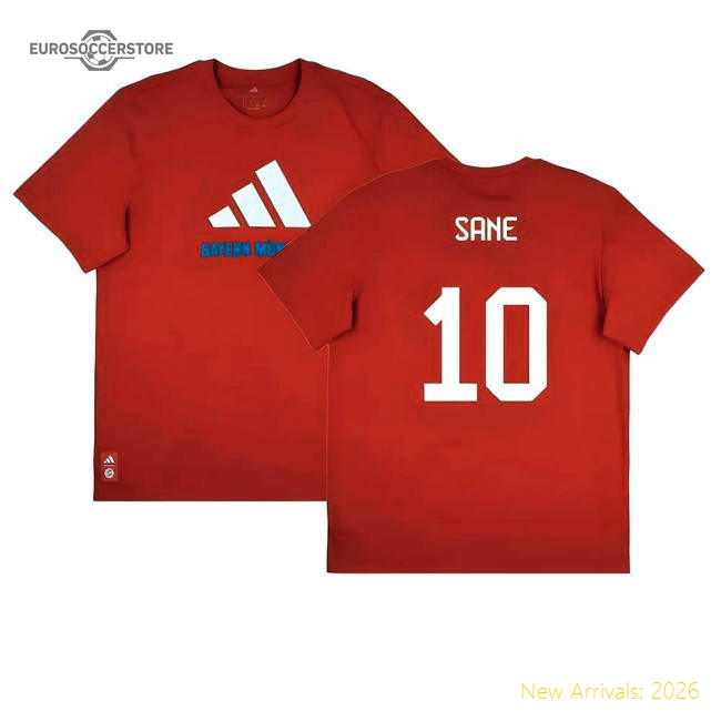 2025-2026 Bayern Munich Seasonal Graphic Tee (Red) (Sane 10)-Football Jersey Hub