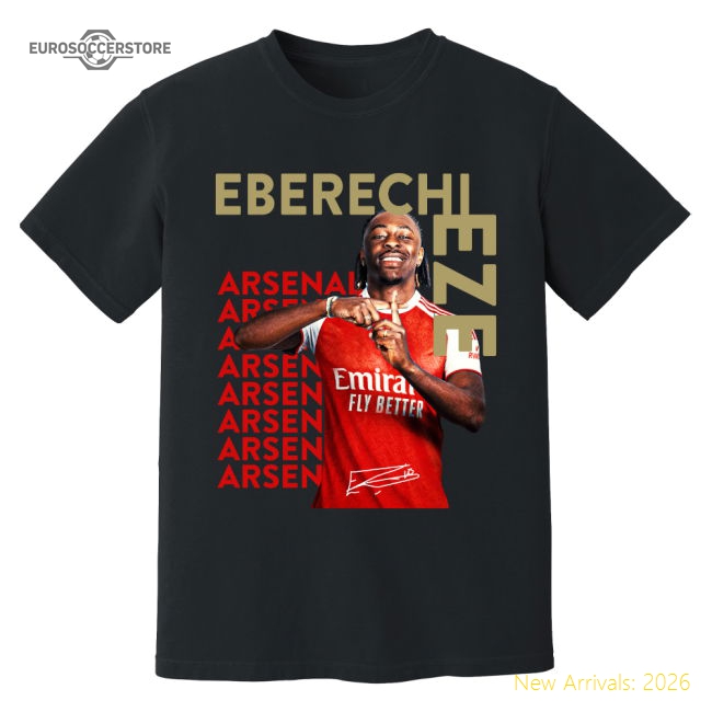 Eberechi Eze Arsenal New Signing T-Shirt (Black)-Football Jersey Hub