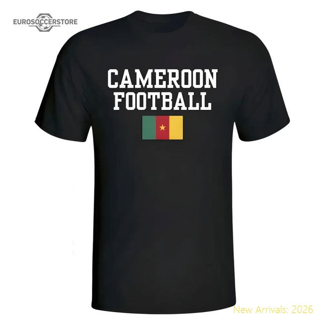 Cameroon Football T-Shirt - Black-Football Jersey Hub