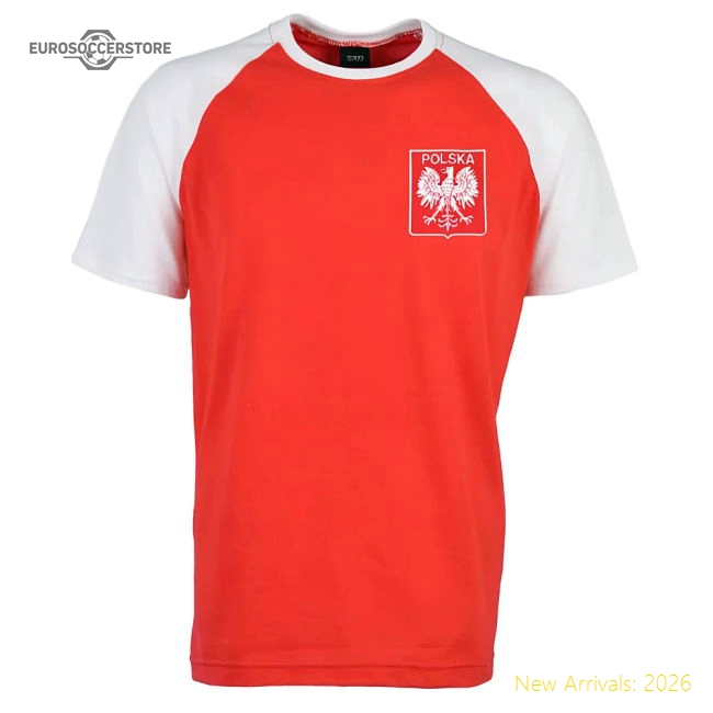 Poland Raglan Short Sleeve Tee (Red-White)-Football Jersey Hub