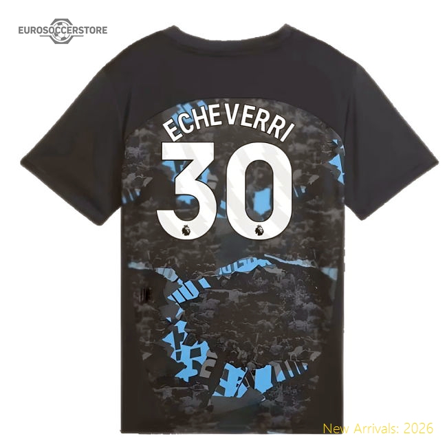2024-2025 Man City Prematch SS Jersey (Strong Gray) - Kids (Echeverri 30)-Football Jersey Hub