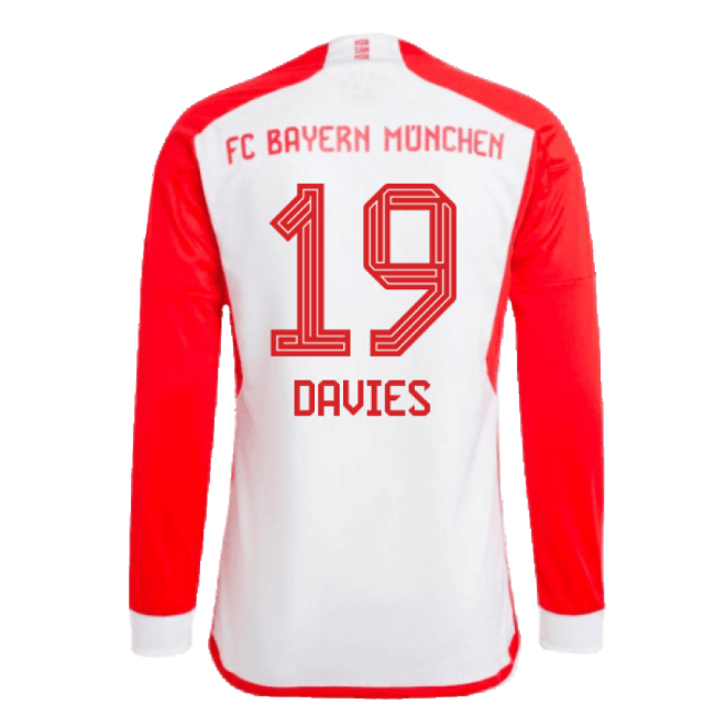 2023-2024 Bayern Munich Long Sleeve Home Shirt (Davies 19)-Football Jersey Hub