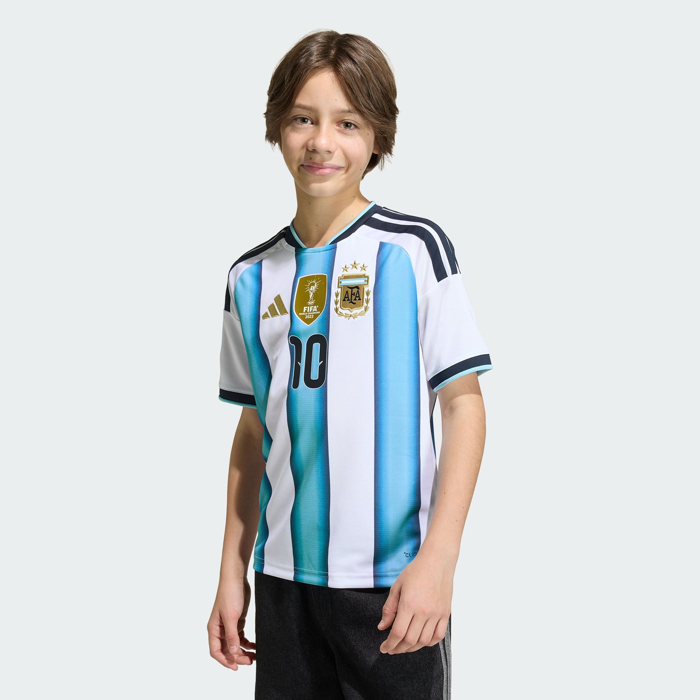 2026/27 Argentina home shirt with Messi 10 printed on the back, kids' fit