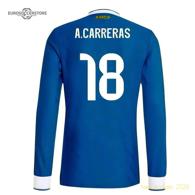 2025-2026 Real Madrid Authentic Long Sleeve Third Shirt (A.Carreras 18)-Football Jersey Hub
