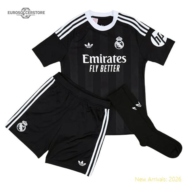 2025-2026 Real Madrid Third Goalkeeper Youth Kit (Black) (Your Name)-Football Jersey Hub