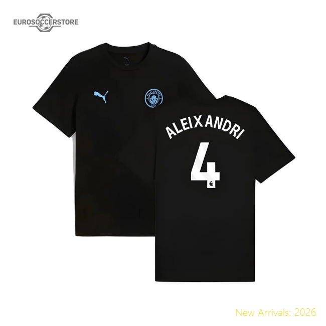 2025-2026 Man City FtblESS Tee (Black) (Aleixandri 4)-Football Jersey Hub
