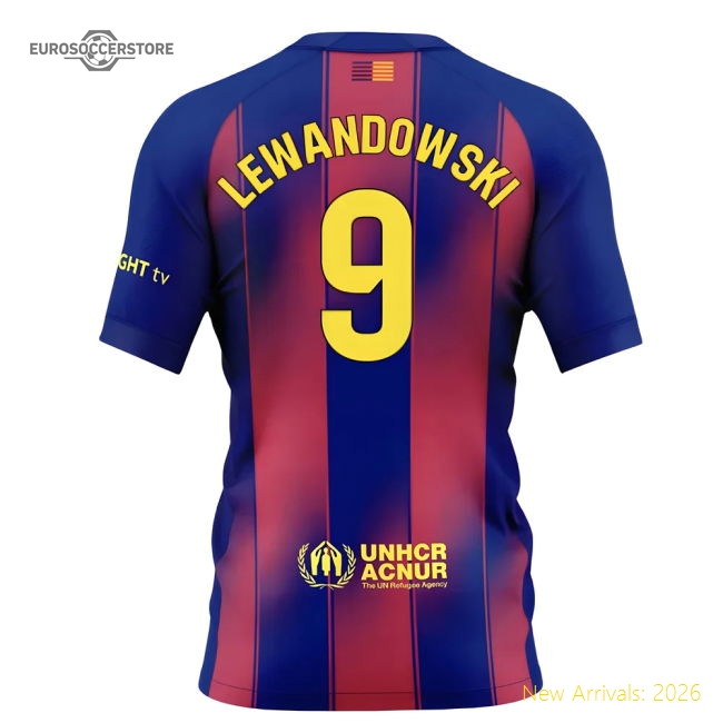 2025-2026 Barcelona Home Shirt (Kids) (Lewandowski 9)-Football Jersey Hub