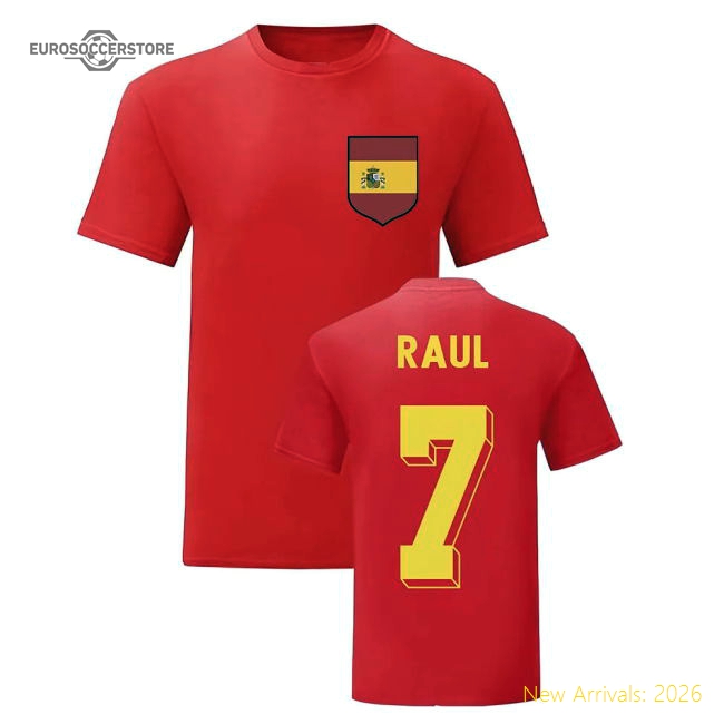 Raul Spain National Hero Tee (Red)-Football Jersey Hub