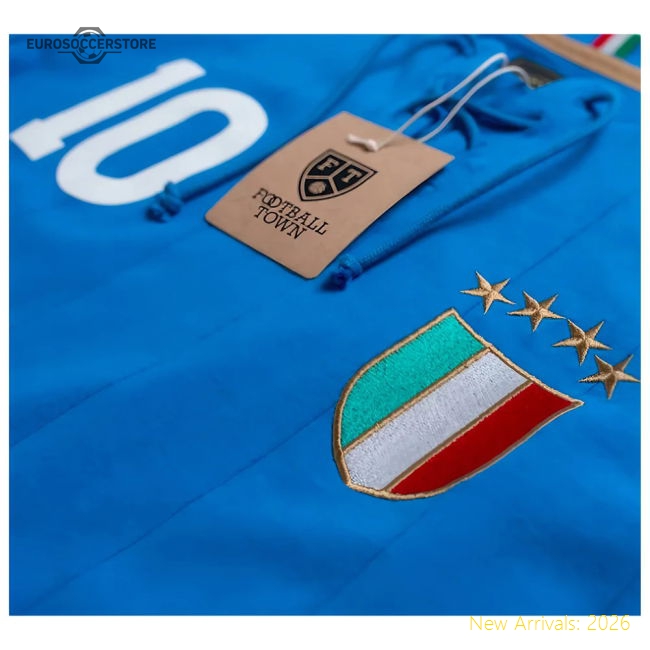 Italy Retro Shirt with Laces Gli Azzurri-Football Jersey Hub