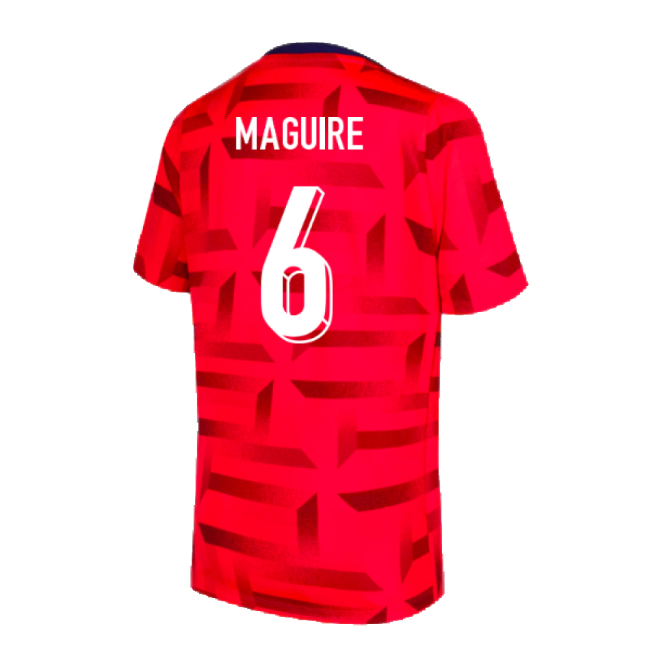 2024-2025 England Dri-FIT Pre-Match Shirt (Red) (Maguire 6)-Football Jersey Hub