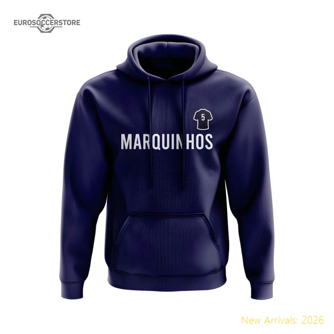 Marquinhos PSG Number Hoody (Navy)-Football Jersey Hub