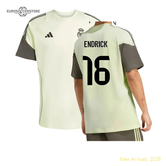 2025-2026 Real Madrid Training Tee (Almost Lime) (Endrick 16)-Football Jersey Hub
