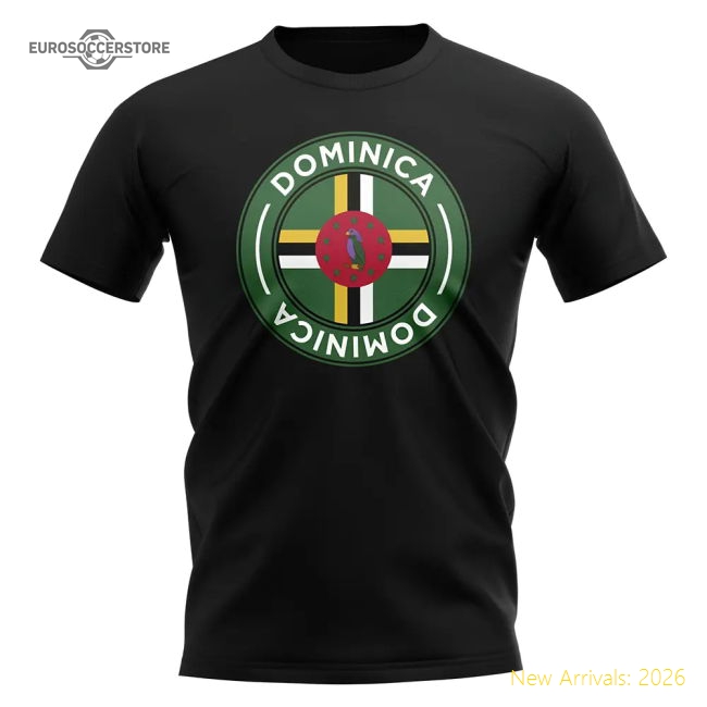 Dominica Football Badge T-Shirt (Black)-Football Jersey Hub