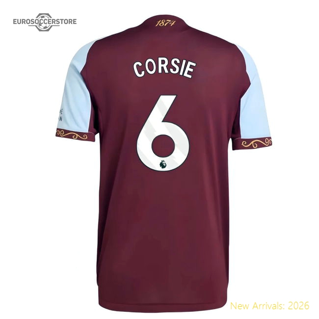 2025-2026 Aston Villa Authentic Home Shirt (Corsie 6)-Football Jersey Hub