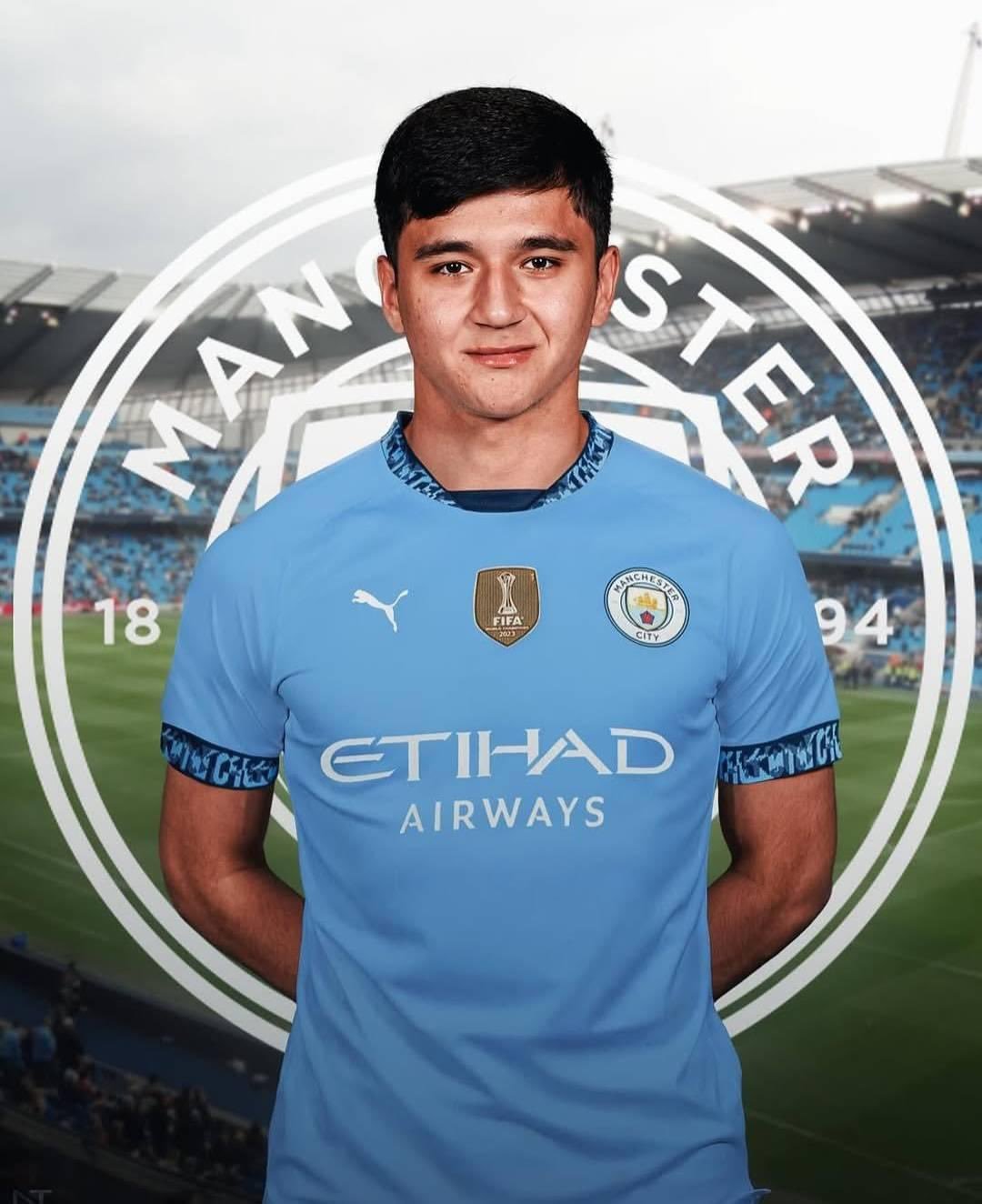 Khusanov in Man City jersey