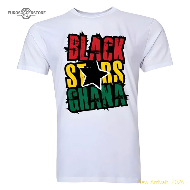 Ghana Black Stars T-Shirt (White)-Football Jersey Hub