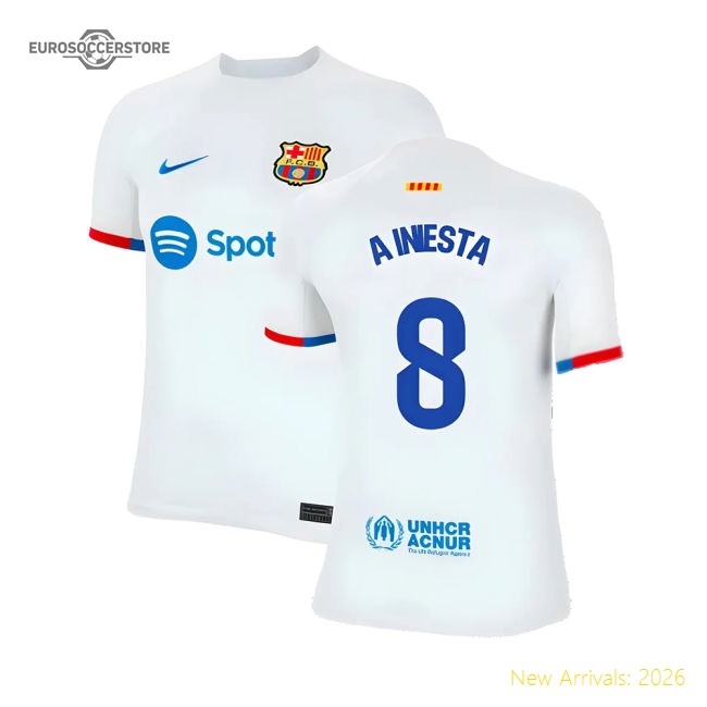 2023-2024 Barcelona Away Shirt (Kids) (A Iniesta 8)-Football Jersey Hub