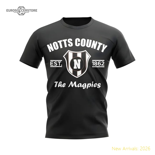 Notts County Established Football T-Shirt (Black)-Football Jersey Hub
