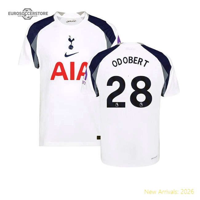 2025-2026 Tottenham Hotspur Authentic Home Shirt (Odobert 28)-Football Jersey Hub