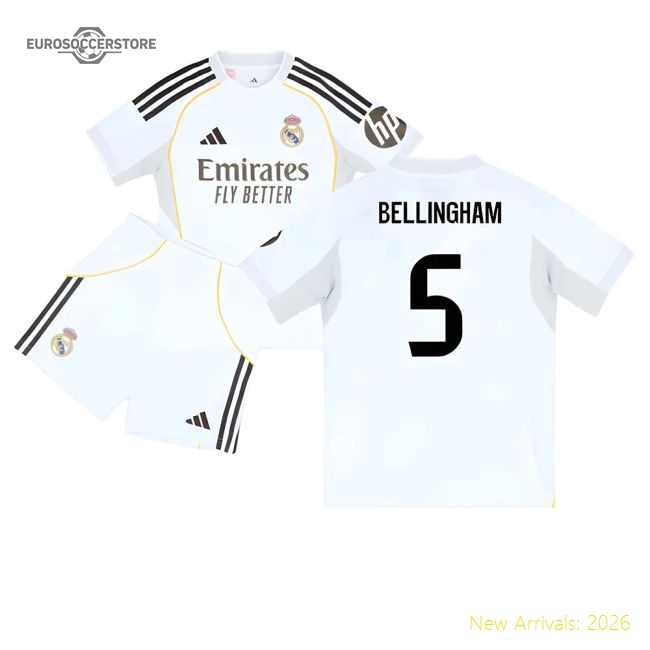 2025-2026 Real Madrid Home Youth Kit (Bellingham 5)-Football Jersey Hub