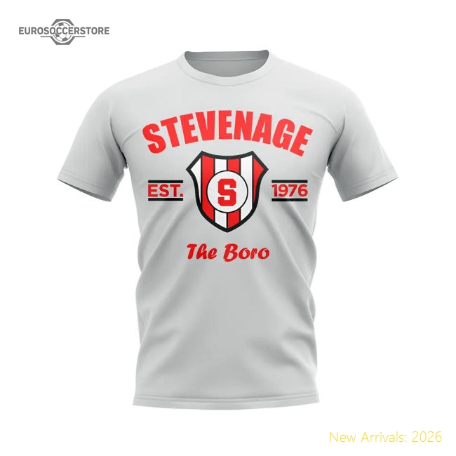 Stevenage Established Football T-Shirt (White)-Football Jersey Hub