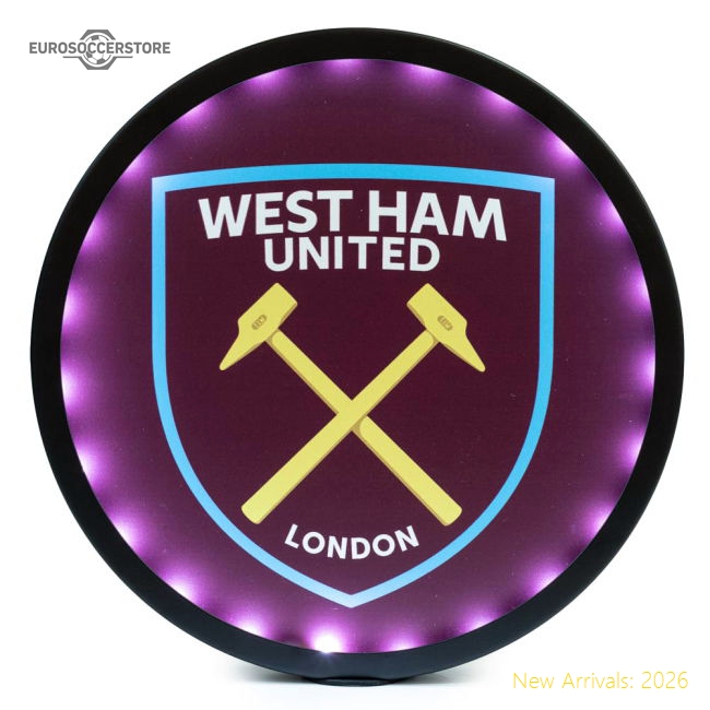 West Ham United FC Metal LED Logo Sign-Football Jersey Hub