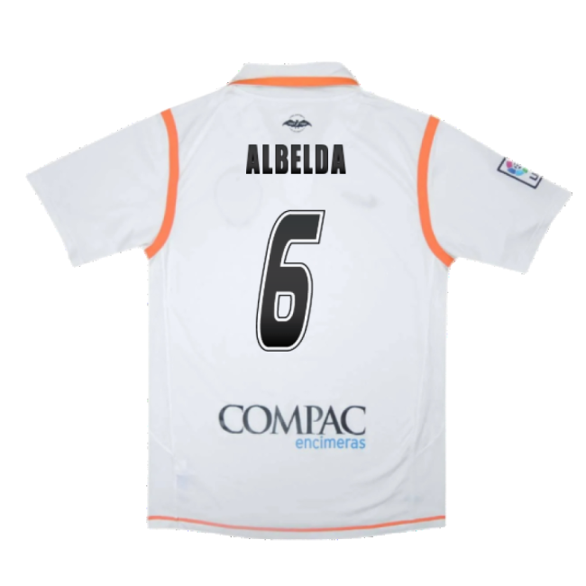 Valencia 2007-08 Home Shirt ((Excellent) S) (Albelda 6)-Football Jersey Hub