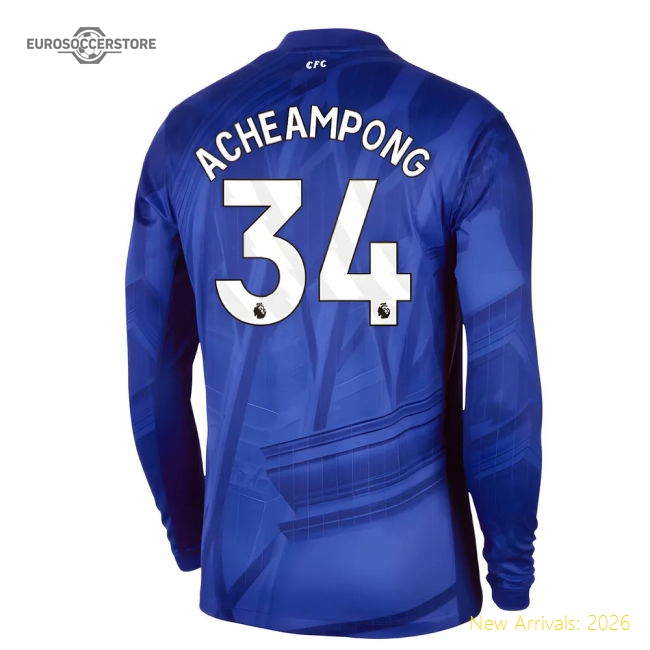 2025-2026 Chelsea Home Long Sleeve Shirt (Acheampong 34)-Football Jersey Hub